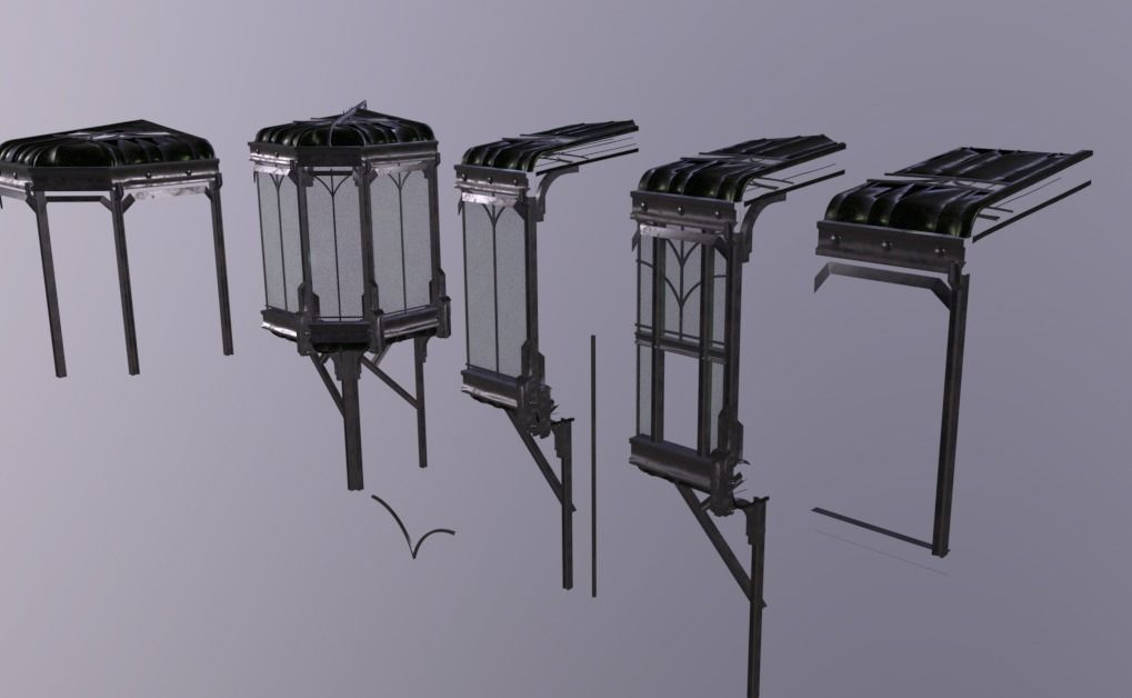 Chamber Iron Forged inspired by the Art Nouveau Low-poly 3D model_5