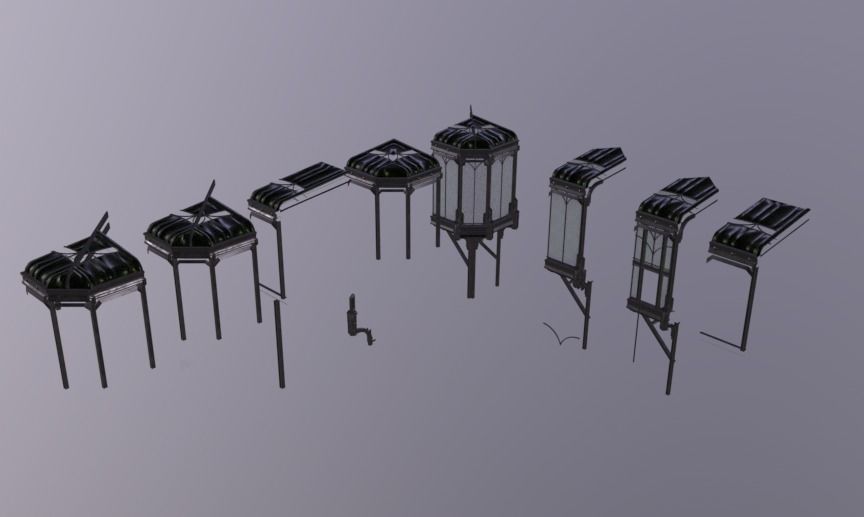 Chamber Iron Forged inspired by the Art Nouveau Low-poly 3D model_7