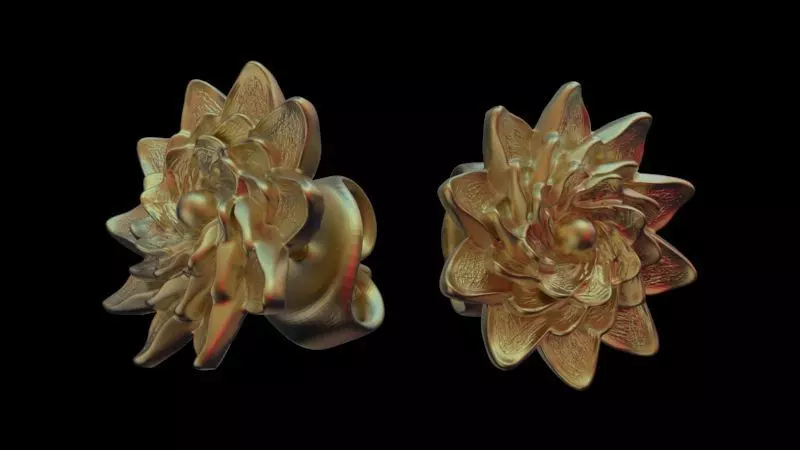 Pendiente Flor Textura Textured flower earrings 3D print model