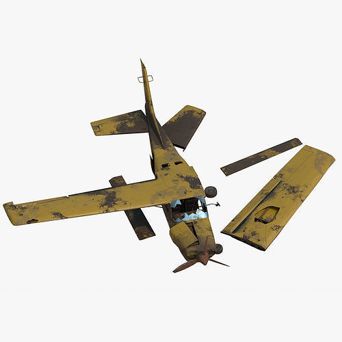 realistic destroyed propeller plane Low-poly 3D model