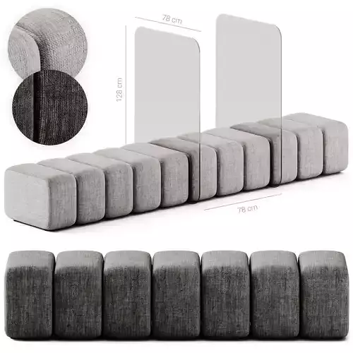 Bla Station Bob Modul Pouf with Plexiglass Divider 