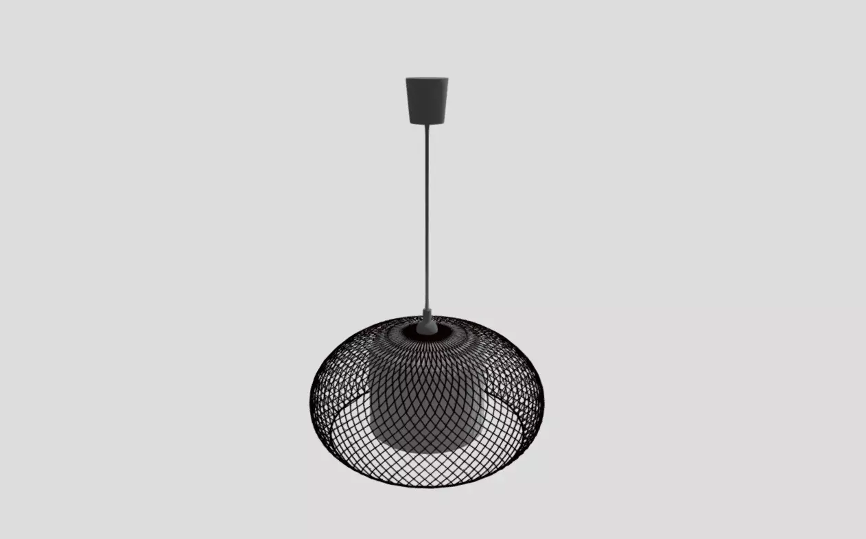 Rattan hanging lamp Low-poly 3D model_0