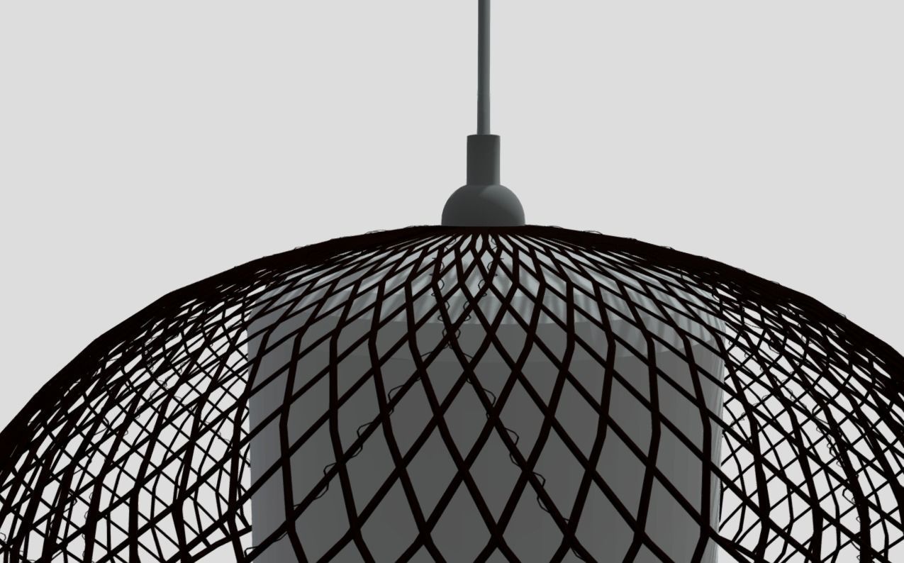 Rattan hanging lamp Low-poly 3D model_4