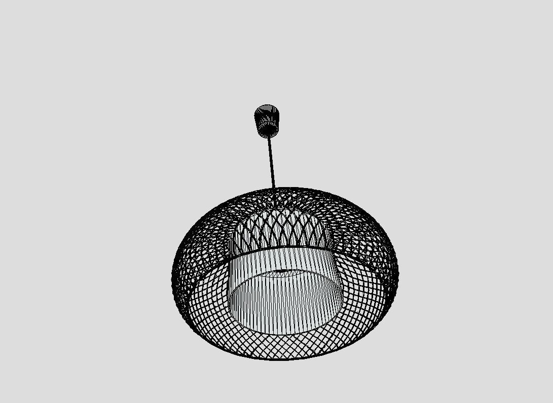 Rattan hanging lamp Low-poly 3D model_7