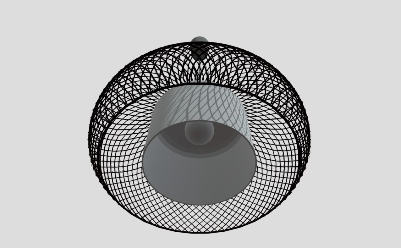 Rattan hanging lamp Low-poly 3D model_2