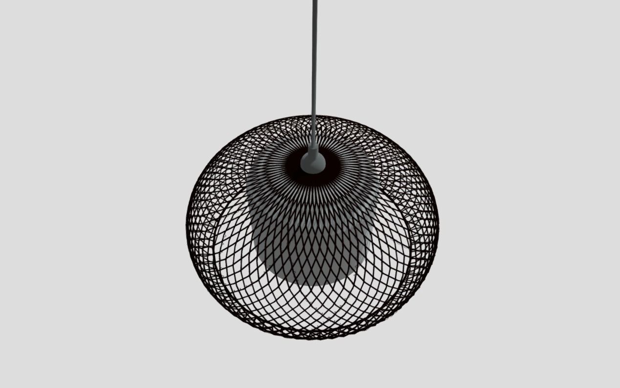 Rattan hanging lamp Low-poly 3D model_1