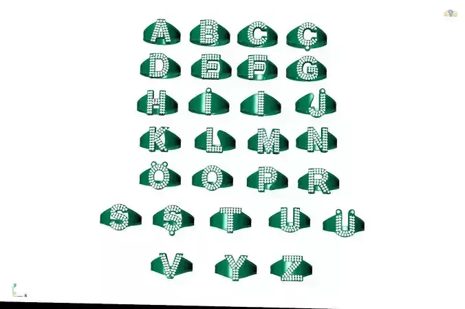 Alphabet Rings 3D Model