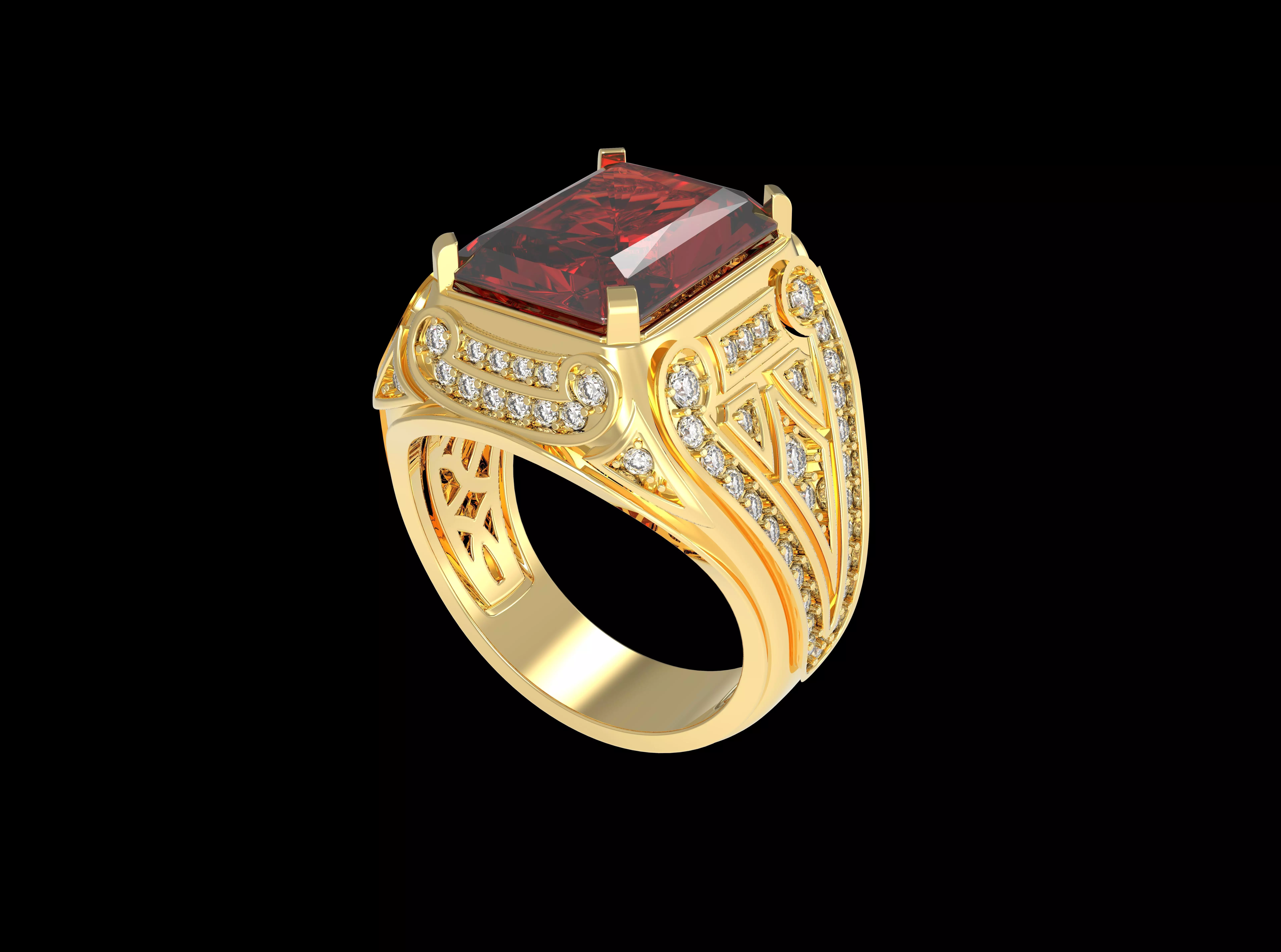Signet MEN Ring with diamonds 3D print model