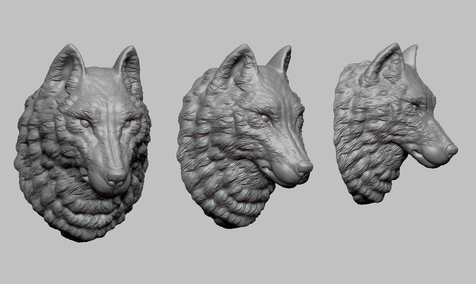 Wolf Head Sculpture 3D print model_11