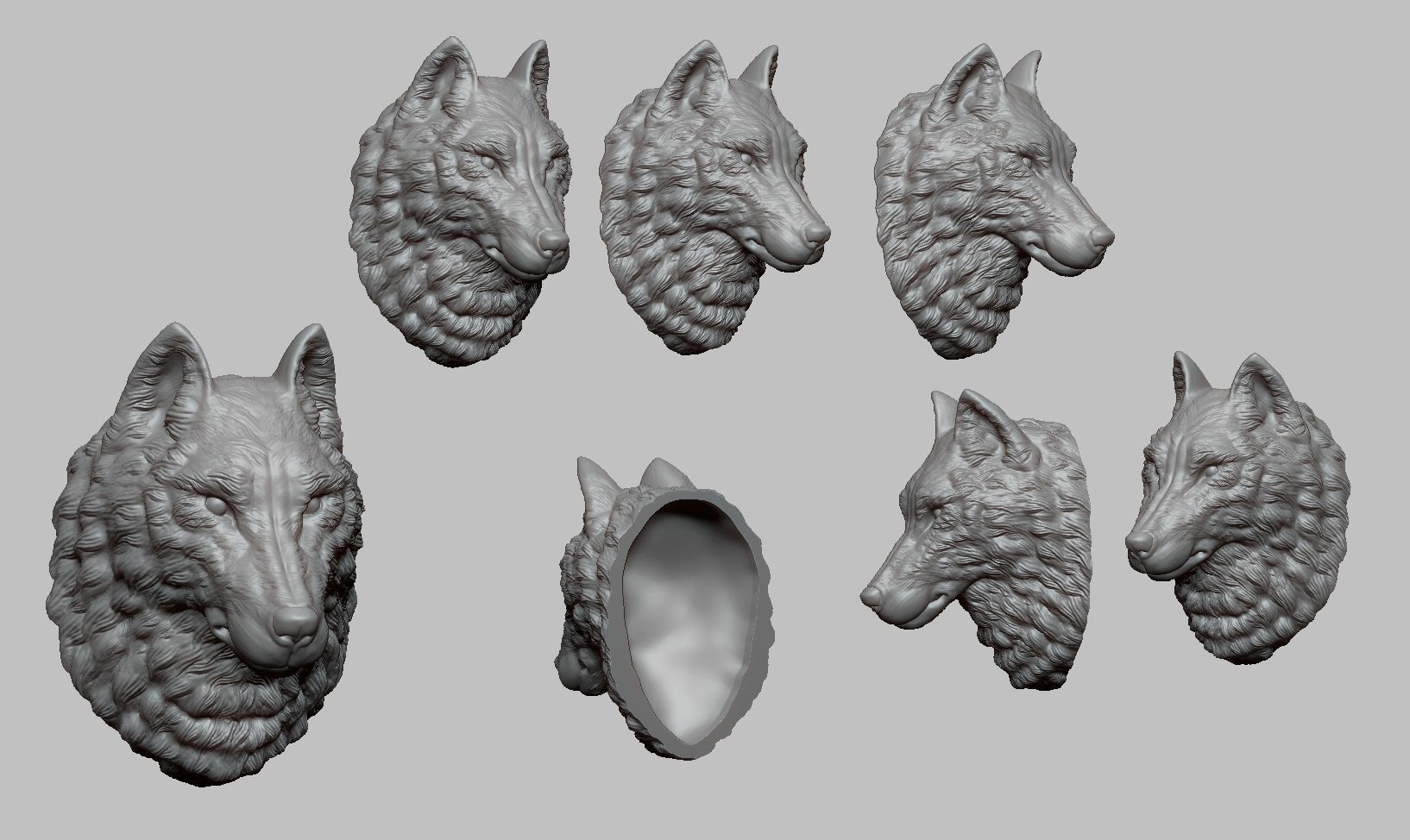 Wolf Head Sculpture 3D print model_6