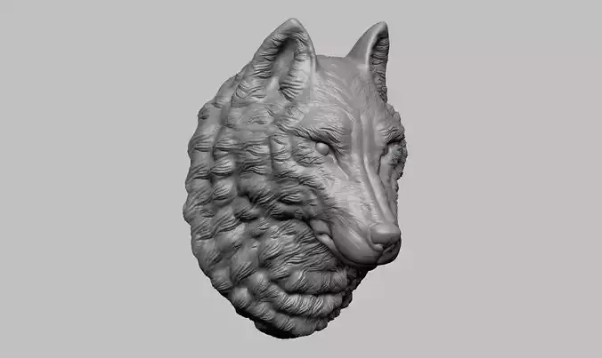 Wolf Head Sculpture 3D print model