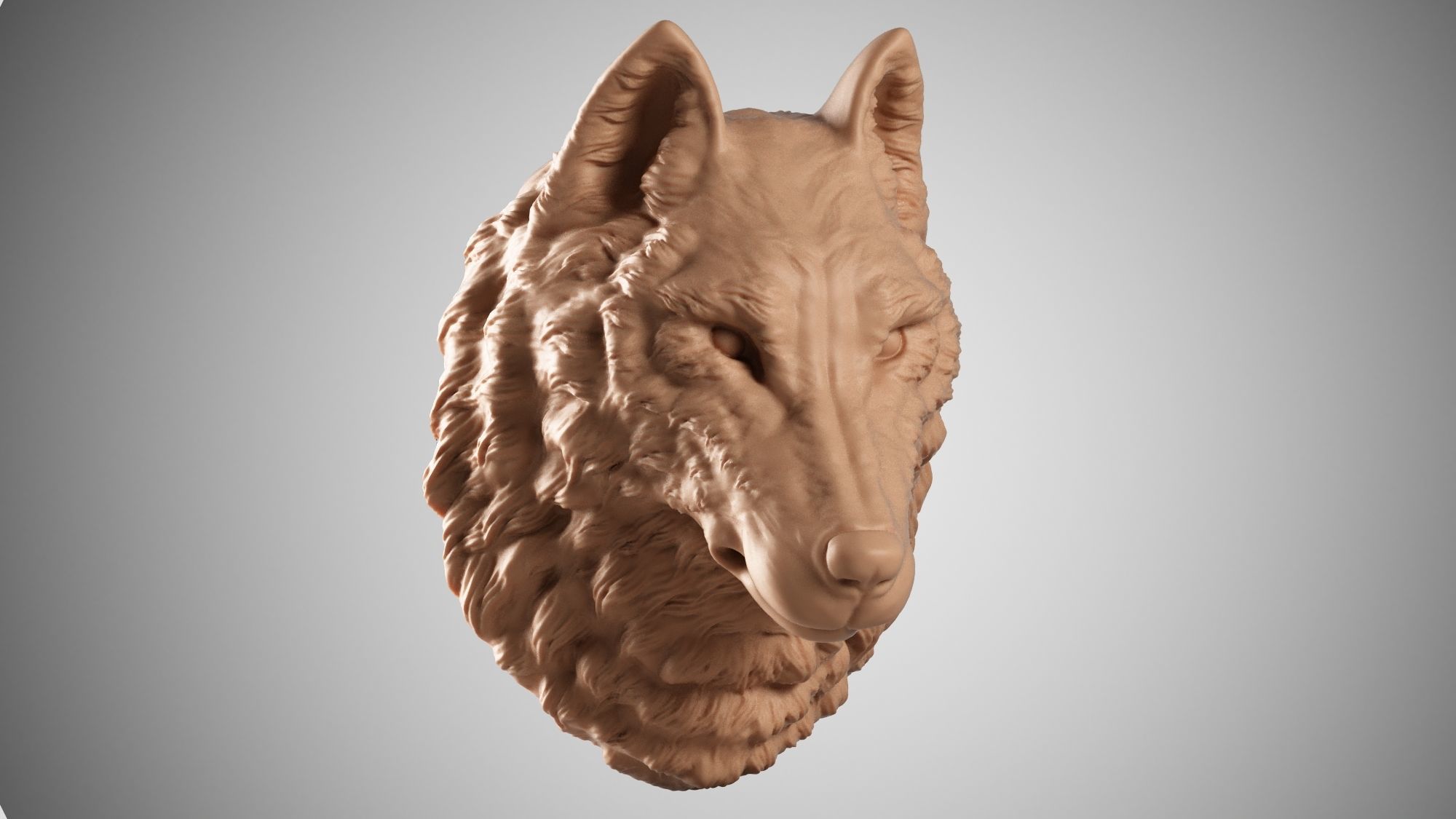 Wolf Head Sculpture 3D print model_9
