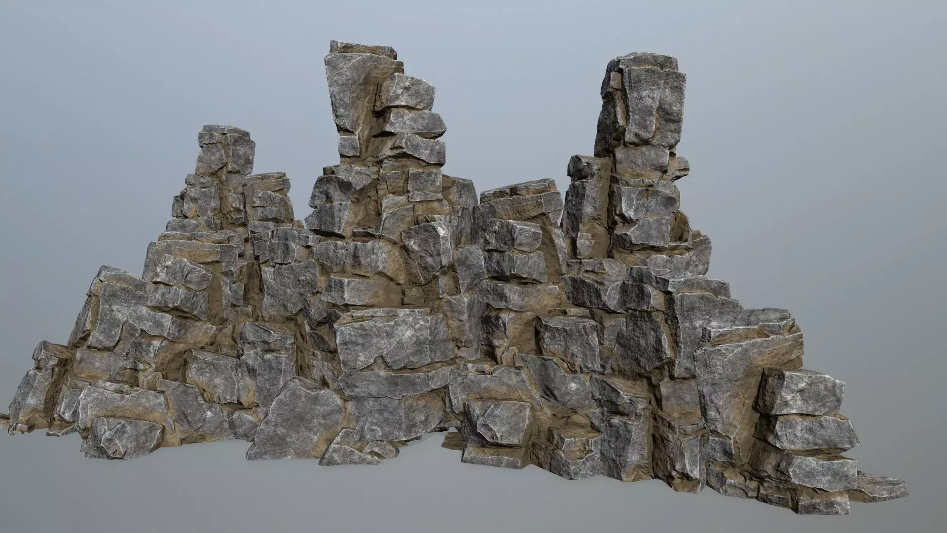 cliff rocks Low-poly 3D model_0