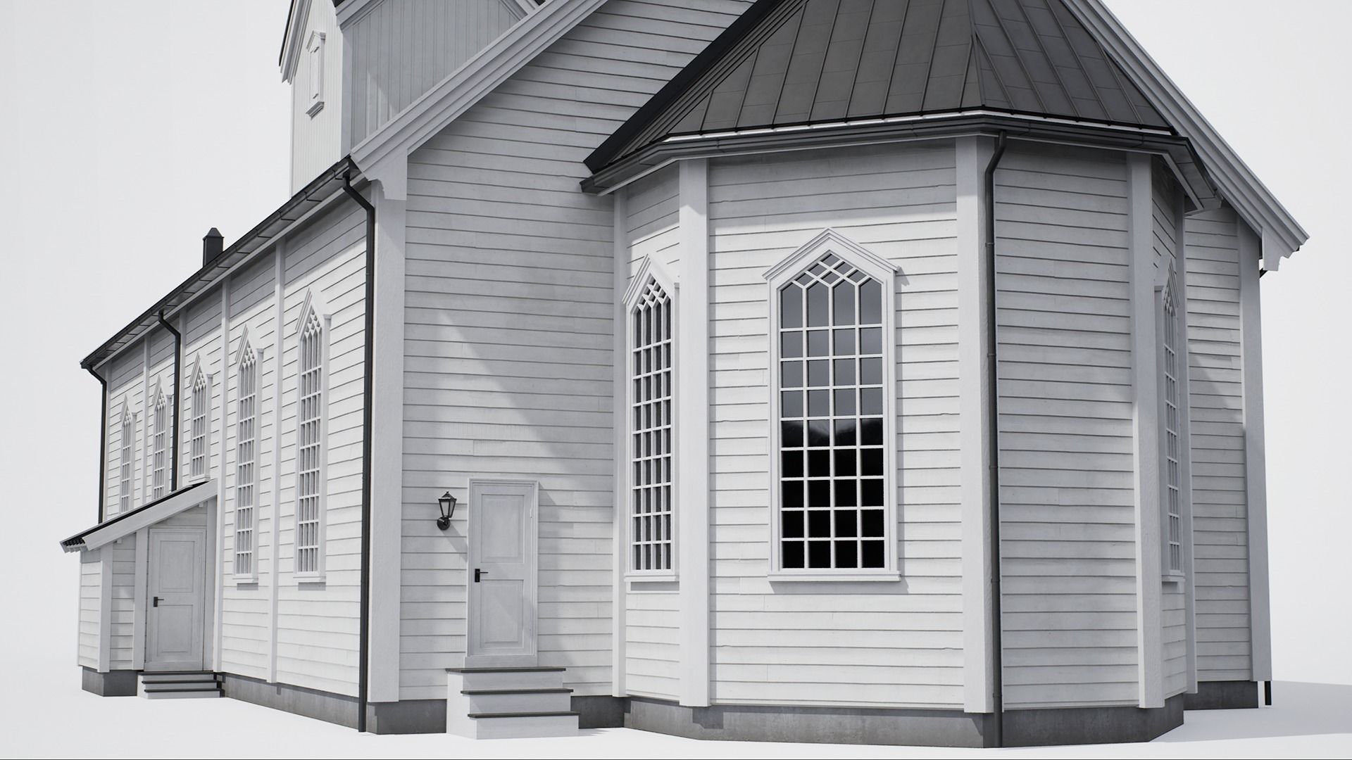 Game-Ready Scandinavian Church Low-poly 3D model_7