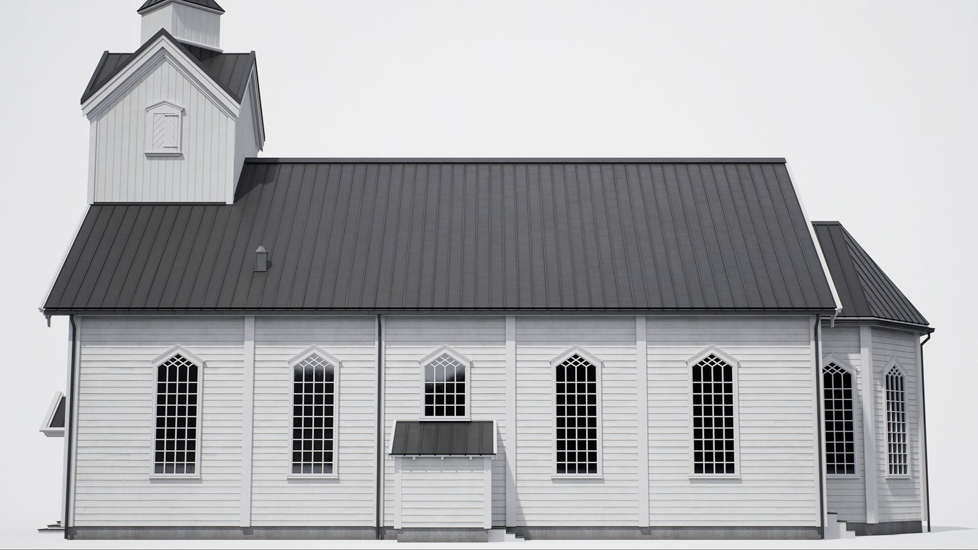Game-Ready Scandinavian Church Low-poly 3D model_6