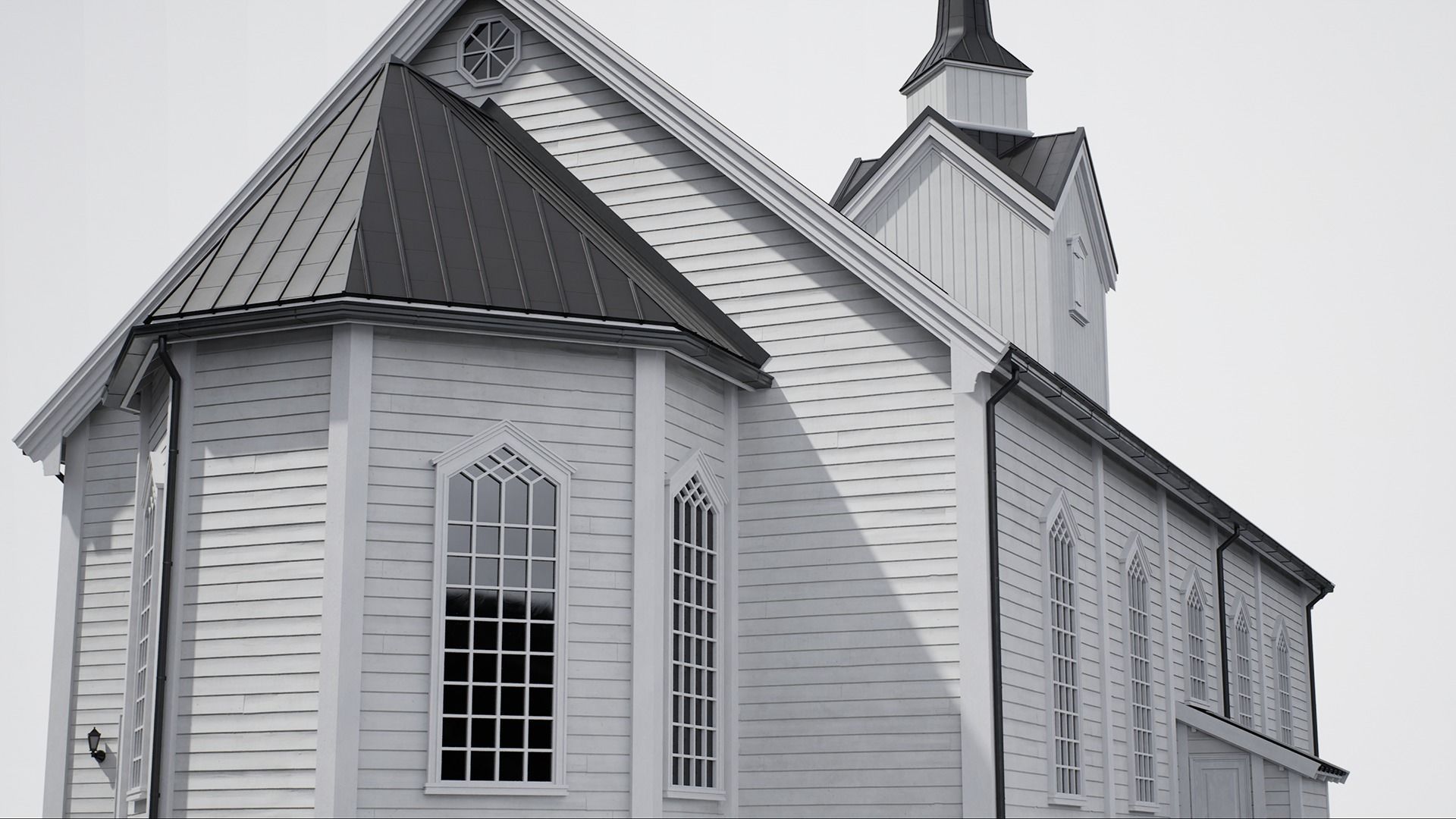 Game-Ready Scandinavian Church Low-poly 3D model_10