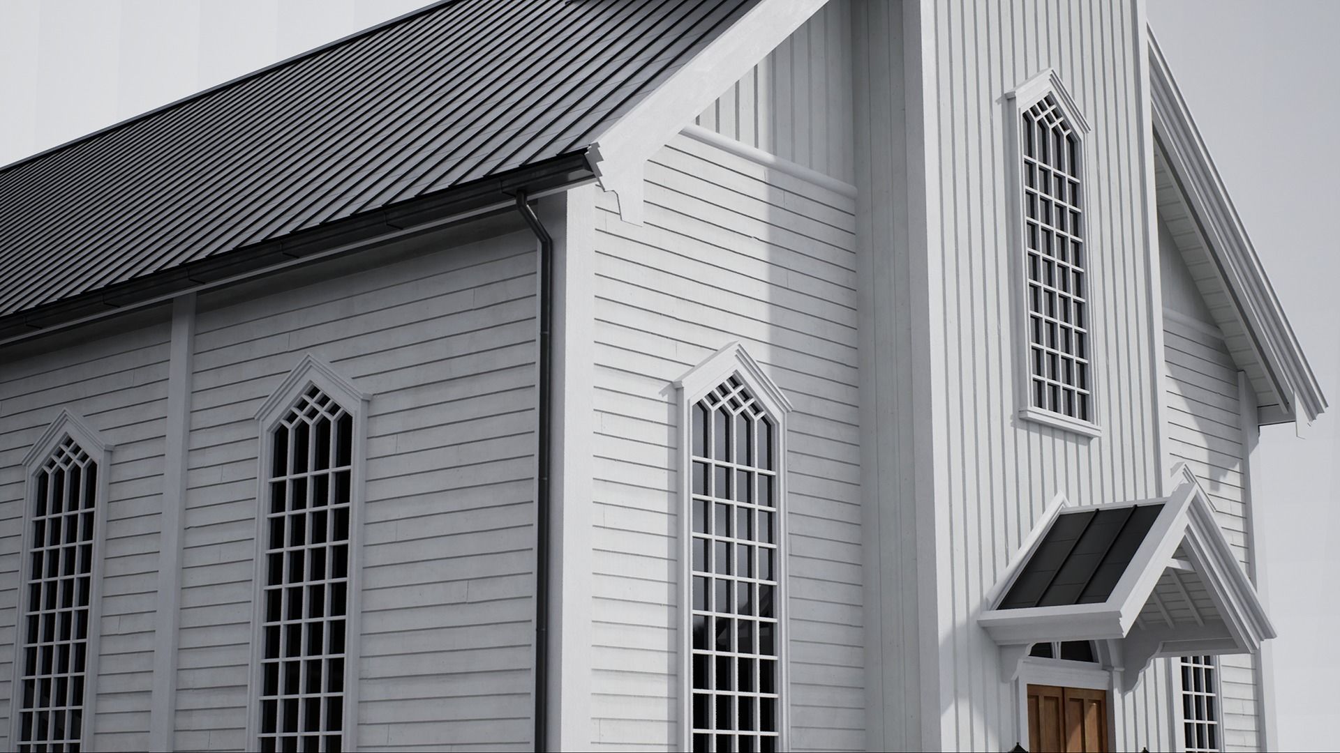 Game-Ready Scandinavian Church Low-poly 3D model_3
