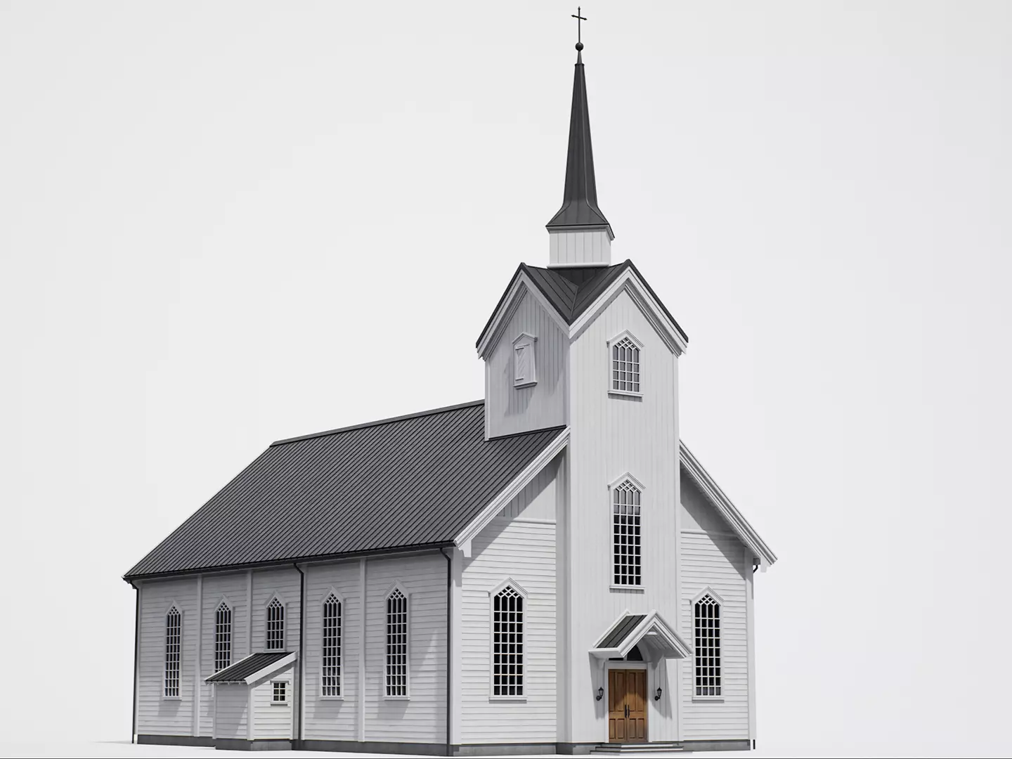 Game-Ready Scandinavian Church Low-poly 3D model_0