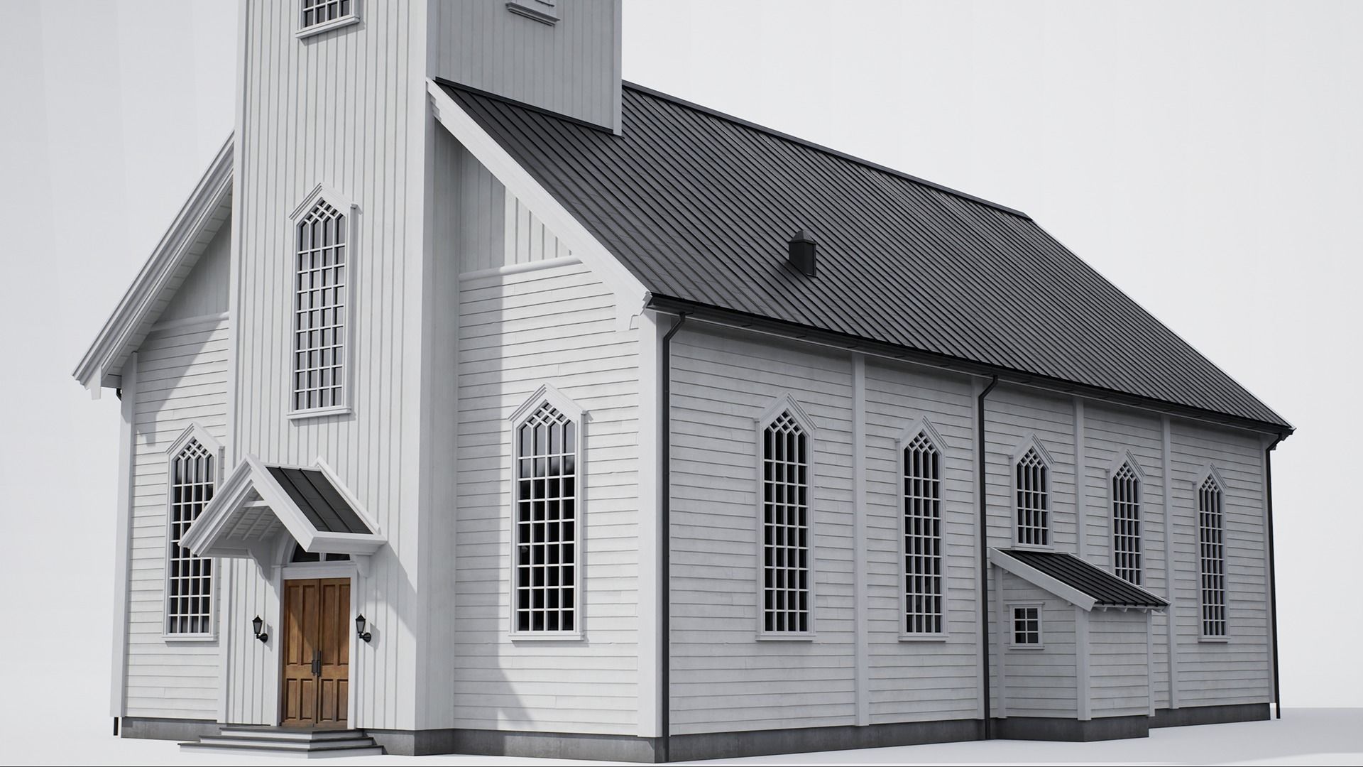 Game-Ready Scandinavian Church Low-poly 3D model_2
