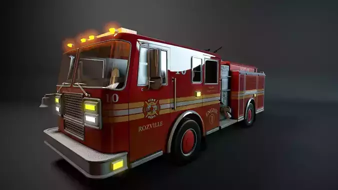 Firetruck Vehicle Low-poly 3D model