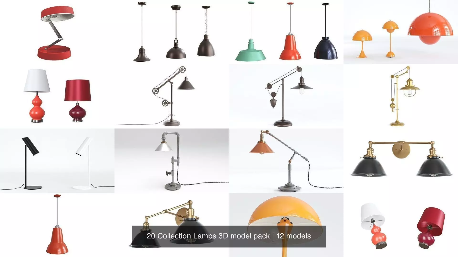 20 Collection Lamps 3D model pack _0