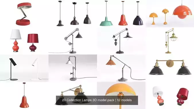 20 Collection Lamps 3D model pack 