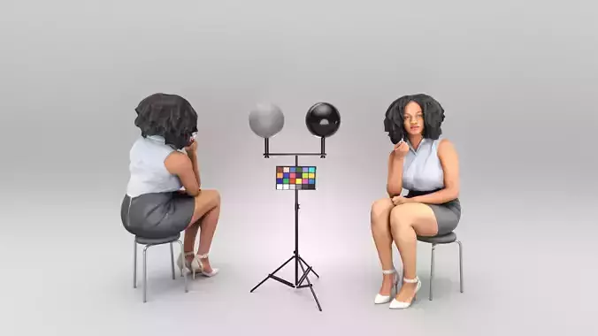 African woman in office attire with pen 400 Low-poly 3D model