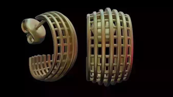 Pendientes Hilo Cuadrado Square Thread Earrings 3D print model