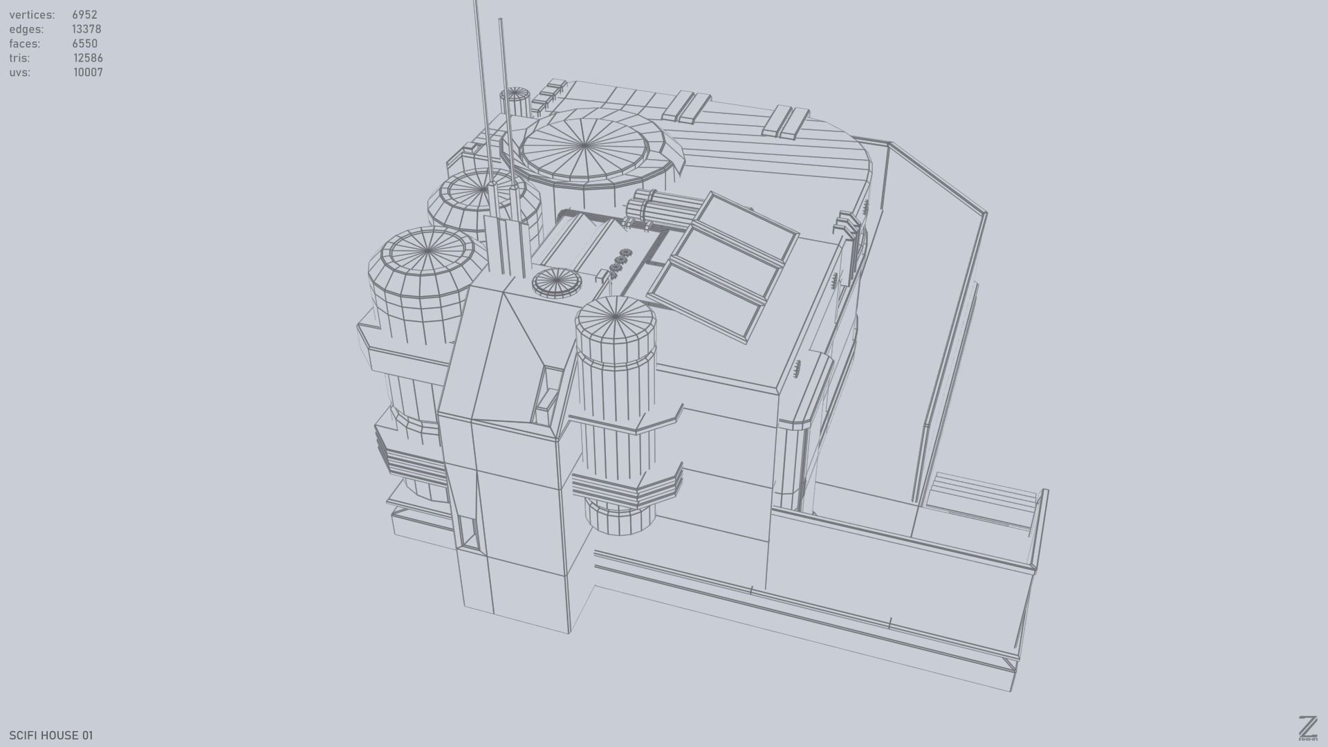 Scifi house Low-poly 3D model_13