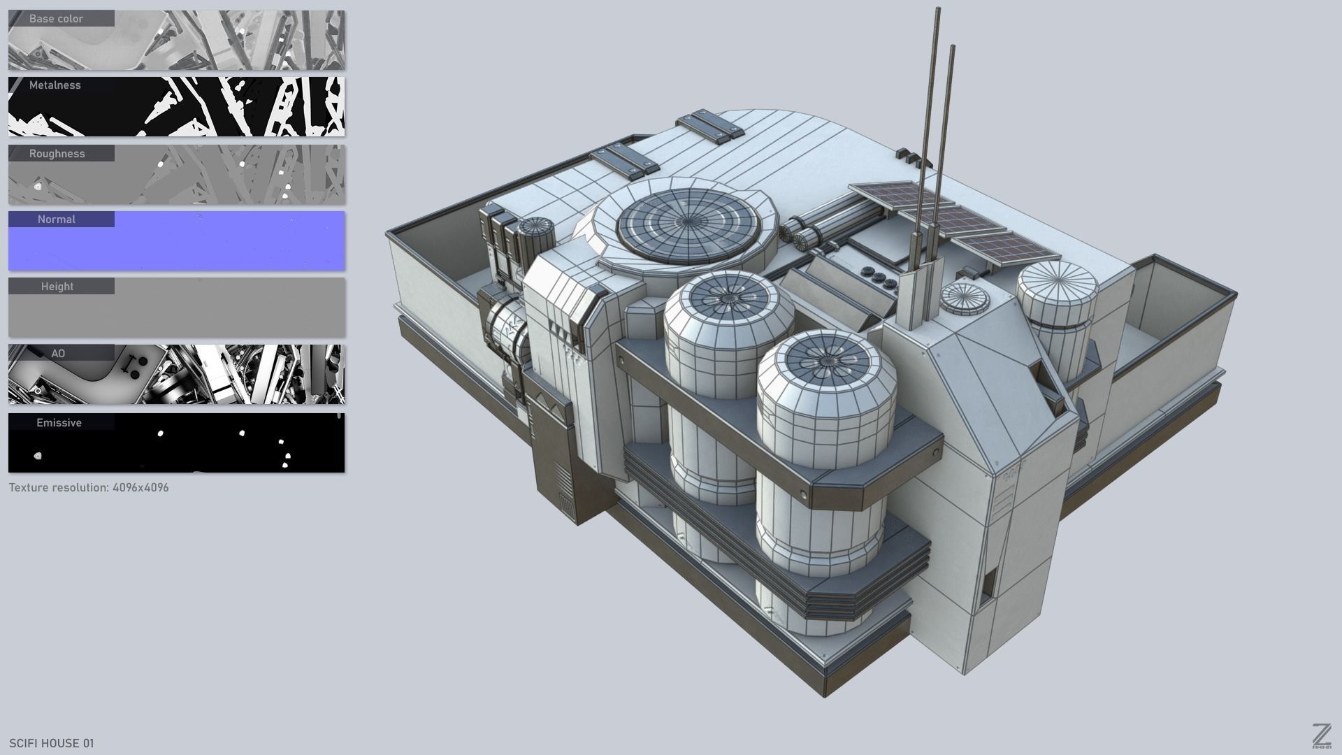 Scifi house Low-poly 3D model_2
