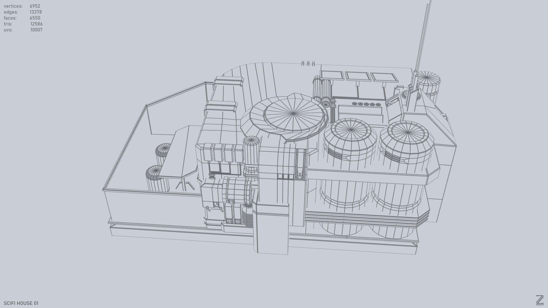 Scifi house Low-poly 3D model_11