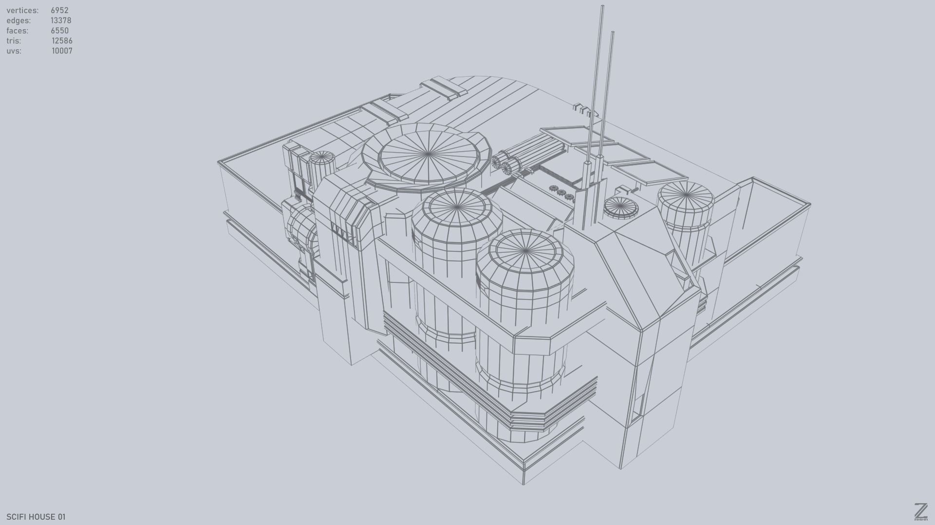 Scifi house Low-poly 3D model_12