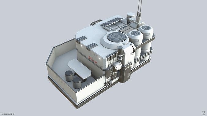 Scifi house Low-poly 3D model 6