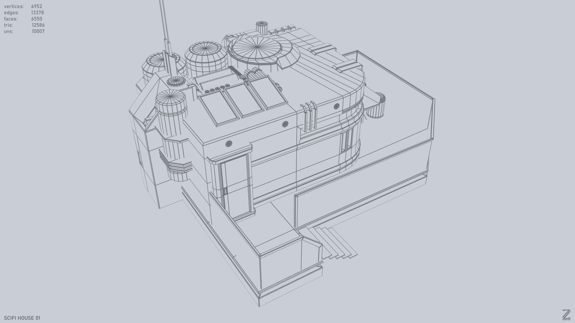 Scifi house Low-poly 3D model_14