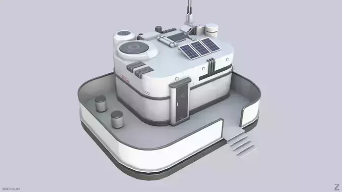 Scifi house Low-poly 3D model