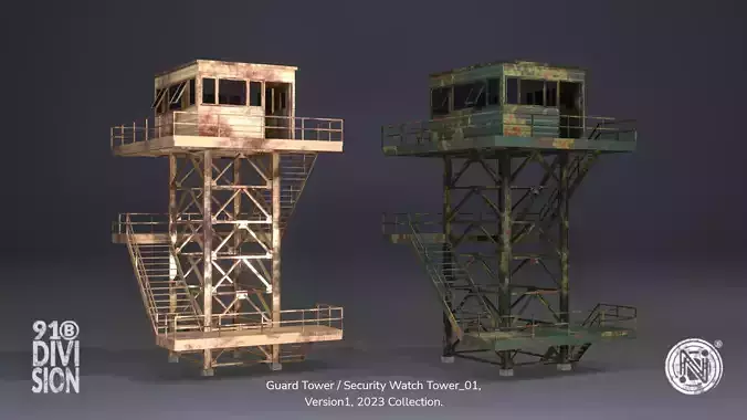 PBR Low Poly Guard Tower - Security Watch Tower 01