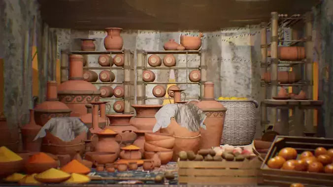 Middle Eastern Market 54 Assets Low-poly 3D model