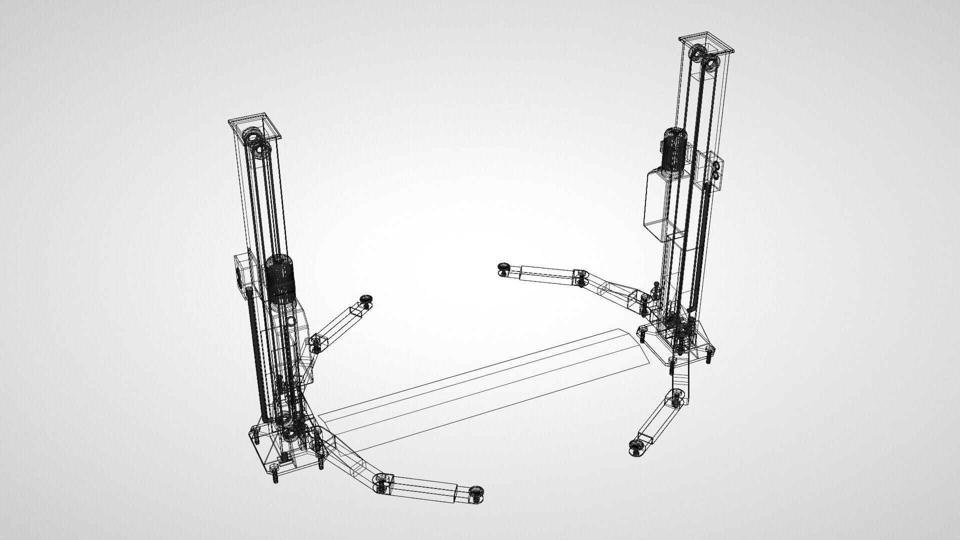 Car garage repair lift  Low-poly 3D model_8
