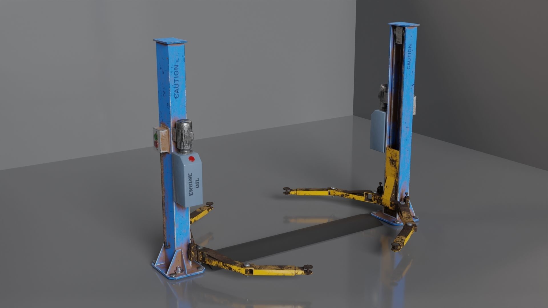 Car garage repair lift  Low-poly 3D model_1