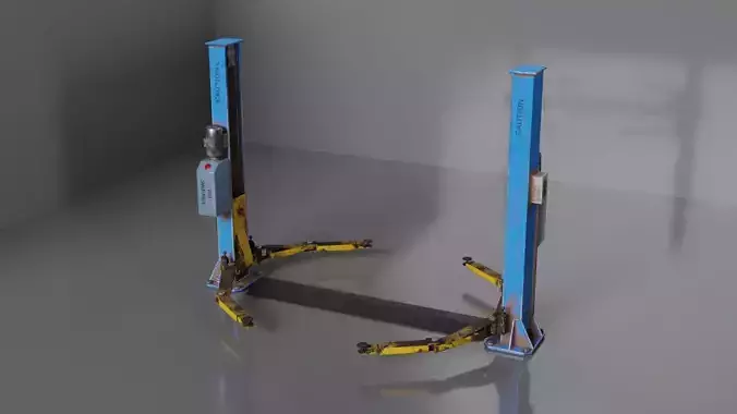 Car garage repair lift  Low-poly 3D model