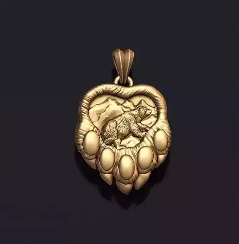 Bear paw pendant 3D print model