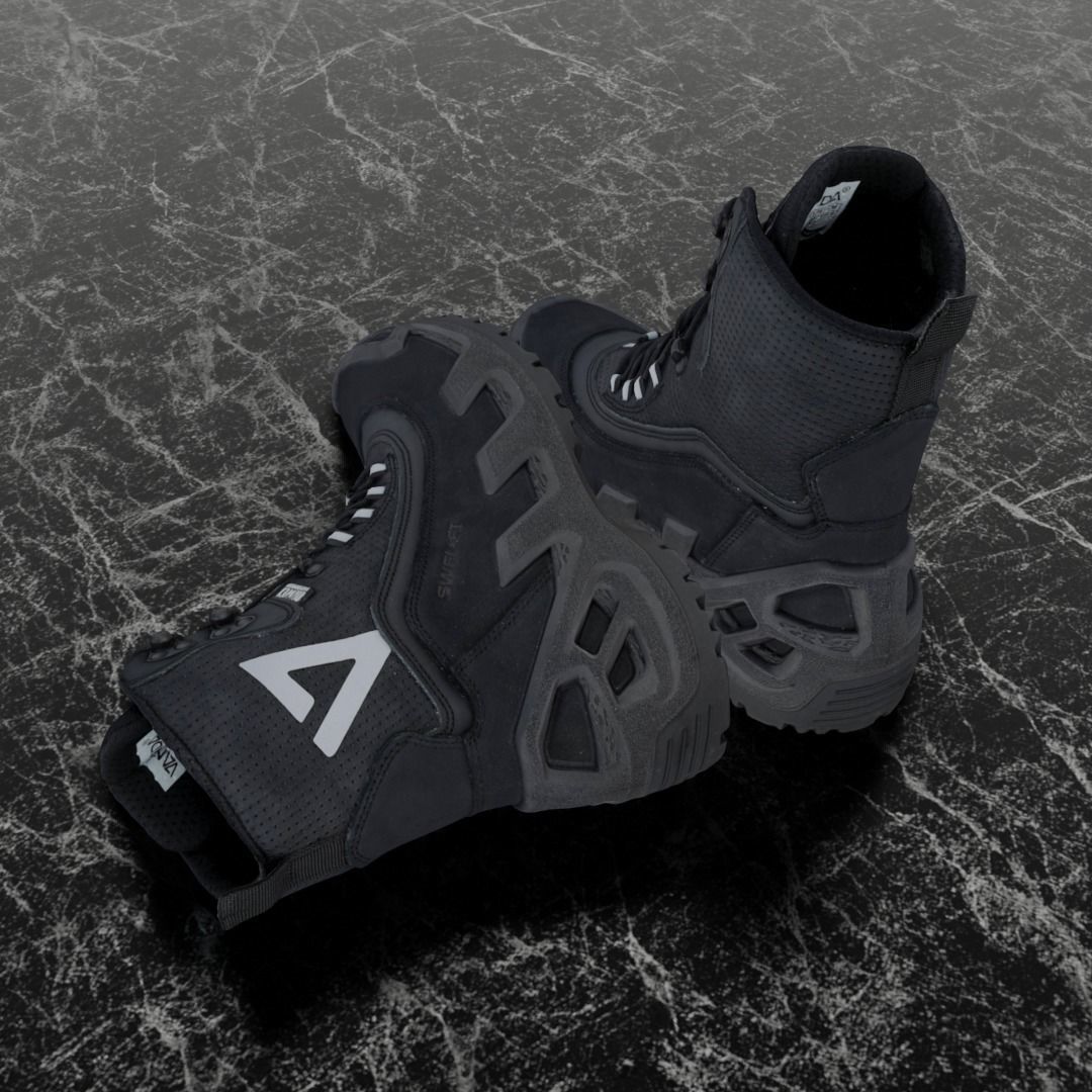 VANEDA 3D BOOTS - BLACK Low-poly 3D model_4