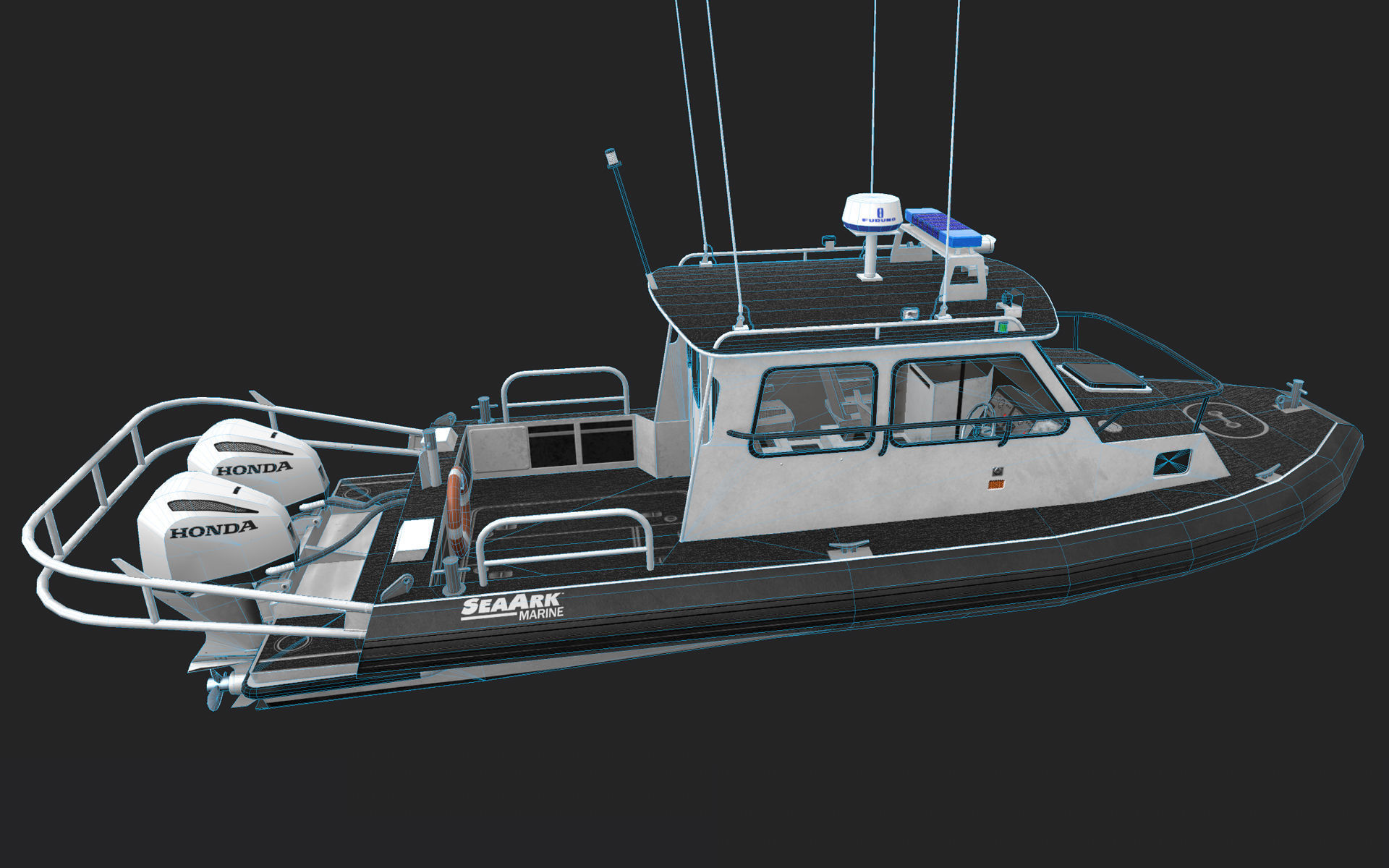SeaArk Patrol boat  Low-poly 3D model_12
