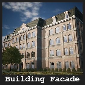 Building Facade 21 Assets Low-poly 3D model_1