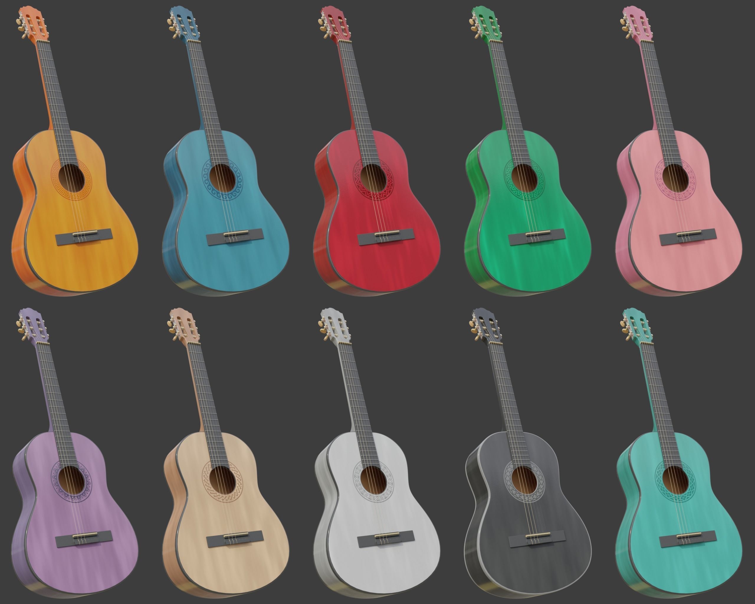 Classical Guitar 3D model_2