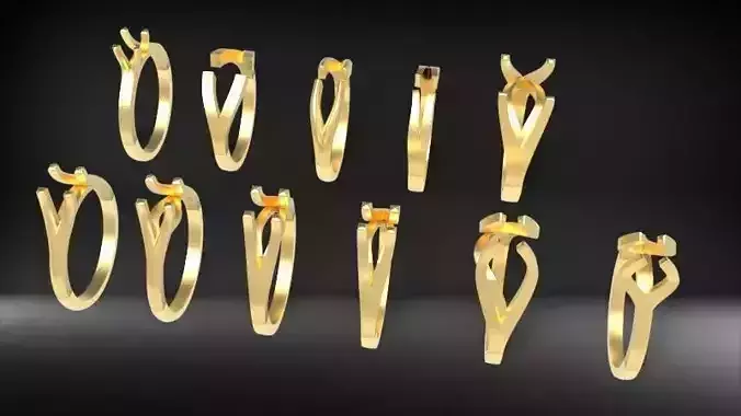 Collection of Various Split Shanks  Rings Jewelry findings 3D print model