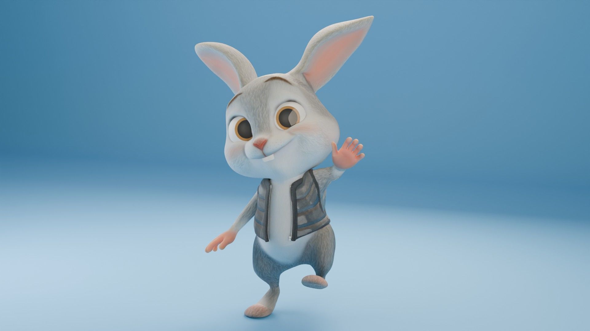 Toon Rabbit Low-poly 3D model_2