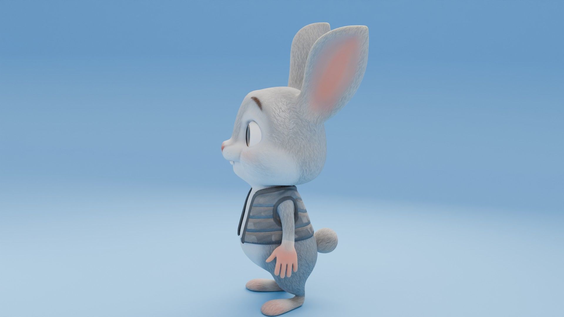 Toon Rabbit Low-poly 3D model_5