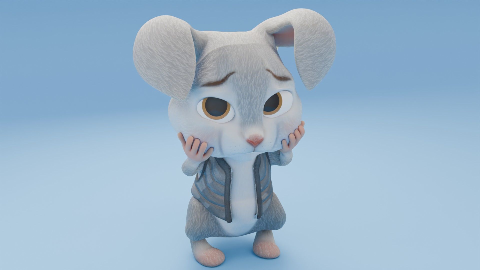 Toon Rabbit Low-poly 3D model_6