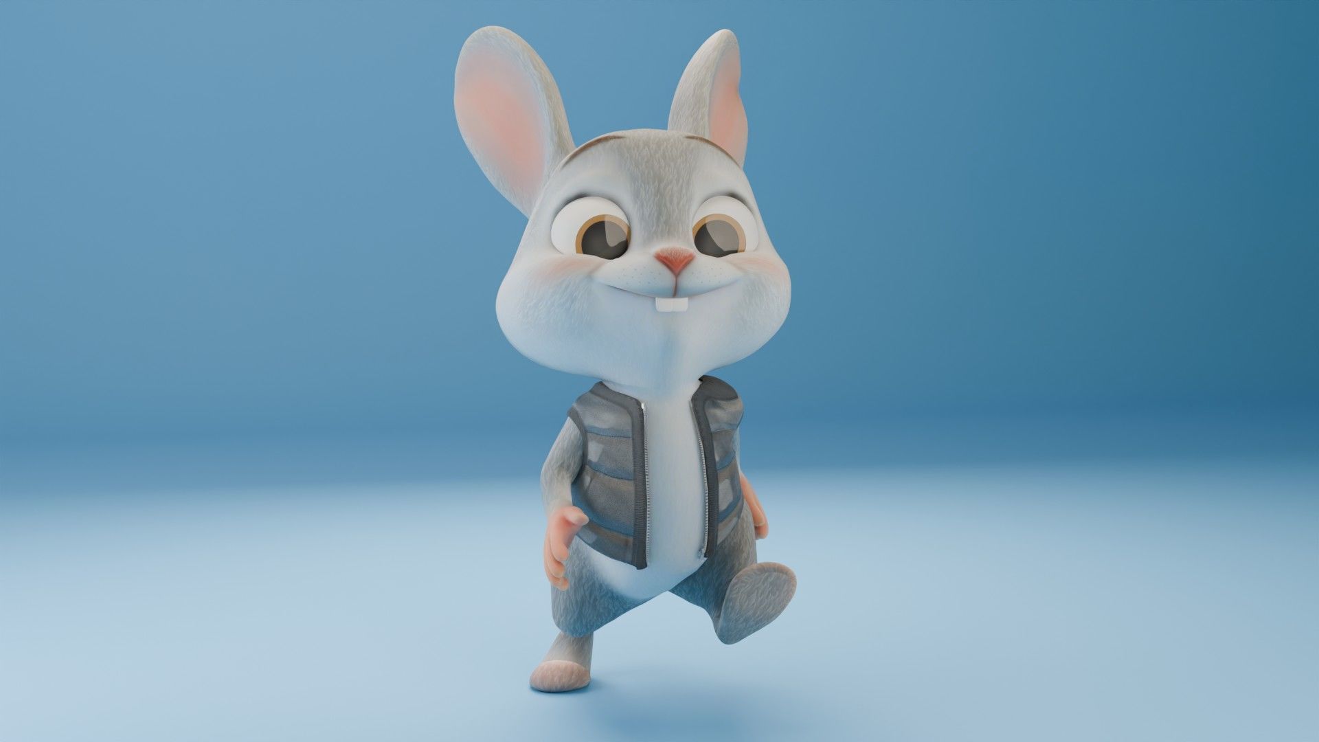 Toon Rabbit Low-poly 3D model_3